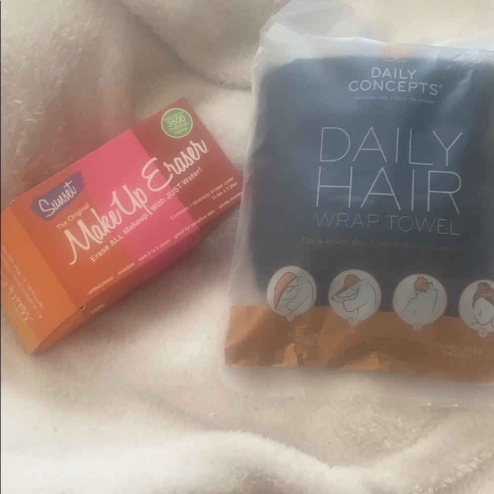 Hair towel and makeup eraser